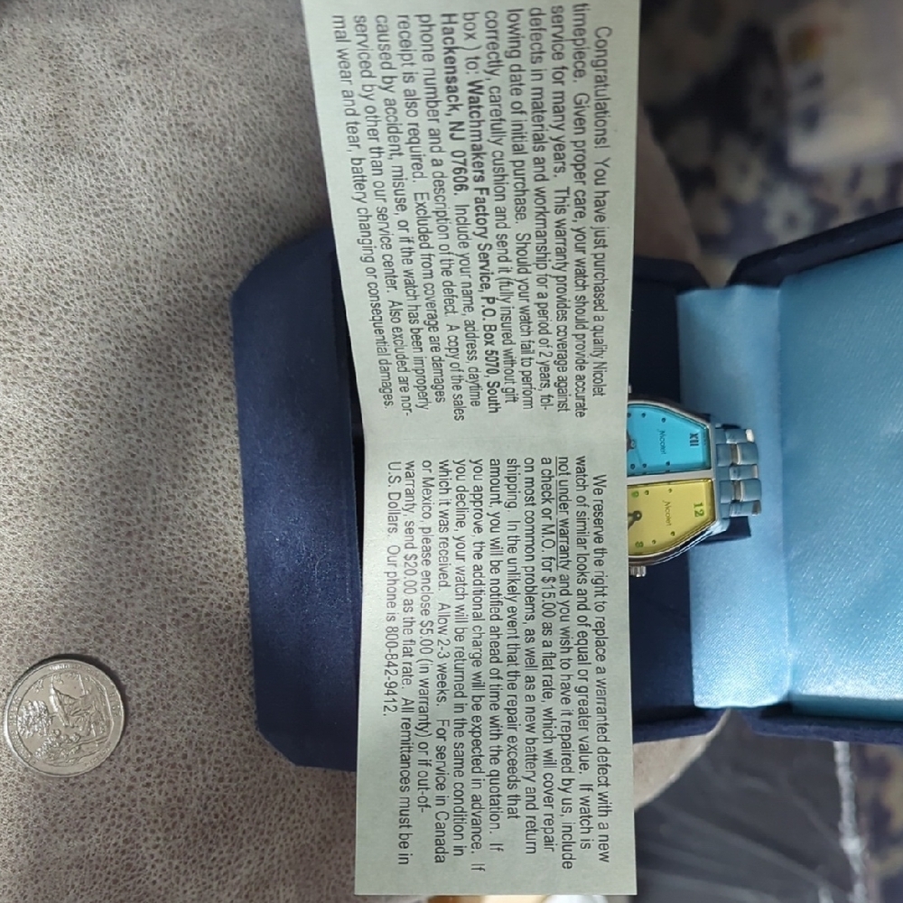 Nicolet Blue and Yellow Dual-Time Watch - Picture 9 of 9